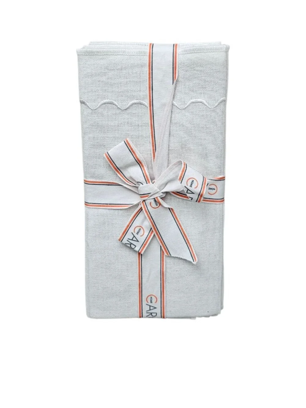 CARO Home White Scalloped Edge Cotton Dinner Napkins New Set Of 4 18x18